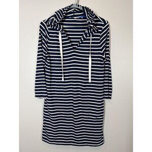 Boden Navy White Striped Hooded Mini Dress Size 2 Coastal Nautical Casual